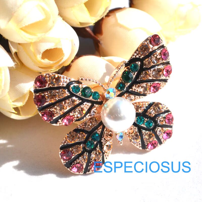 Trâm cài hoa nữ màu xanh rhinestone trang sức pop sườn xám phụ kiện thanh lịch ngọc trai mạ vàng trâm thời trang cao cấp - Trâm cài hoa cài áo