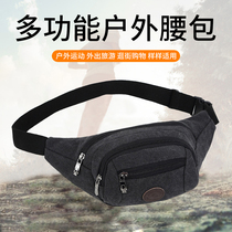  New canvas fanny pack unisex multifunctional wear-resistant outdoor sports mobile phone fanny pack business collection wallet