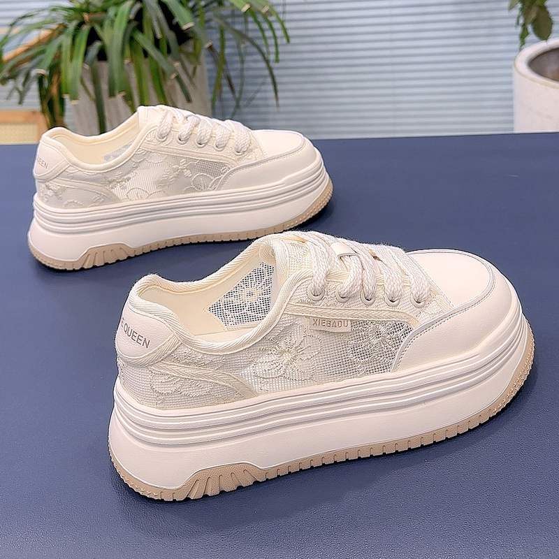 Autumn White Sneakers for Women, Thick-Soled Height-Increasing Mesh Lace Shoes, Breathable Women's Sneakers, 2026 New Women's Shoes Autumn White Sneakers for Women, Thick-Soled Height-Increasing Mesh Lace Shoes, Breathable Women's Sneakers, 2026 New Women's Shoes