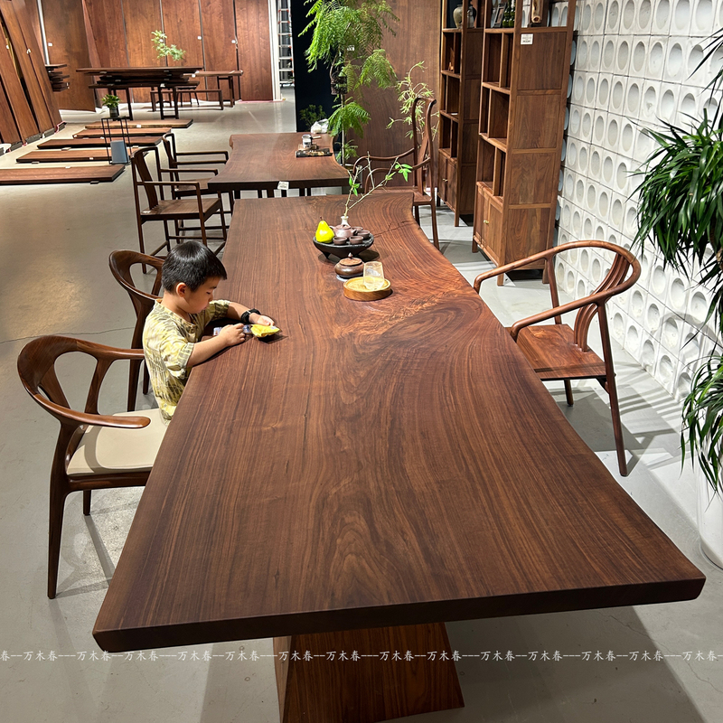 North American Black Walnut Large Slab Solid Wood Office Living Room Long Table Executive Desk Tea Room Balcony Tea Table Tea Stand
