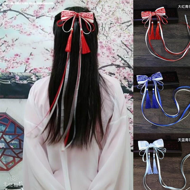 Star with the same style multi-color antique hair band hair ring costume girl accessories chiffon long streamer Hanfu hair accessories gift