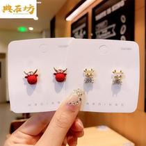 Red New Year Ornament Bull Year Earrings 2021 New Tide Korea Temperament Net Red Superior Ear Nail