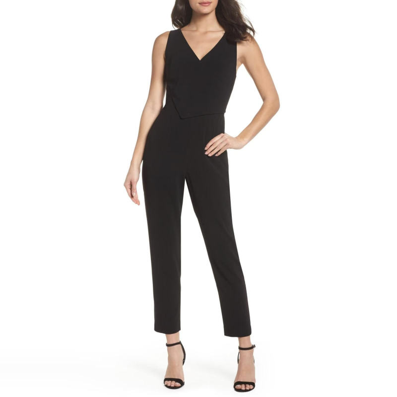 High-End Foreign Trade Women's European and American Style Jumpsuit for Summer, Petite, Elegant, High-Waisted, Slimming, Black Sleeveless Jumpsuit High-End Foreign Trade Women's European and American Style Jumpsuit for Summer, Petite, Elegant, High-Waisted, Slimming, Black Sleeveless Jumpsuit