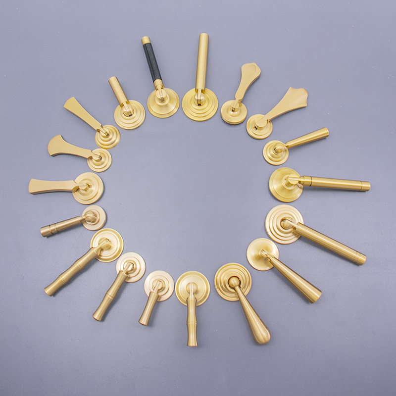 All copper wardrobe door simple golden light luxury new Chinese style ring pendant handle pure copper drawer brass single hole handle