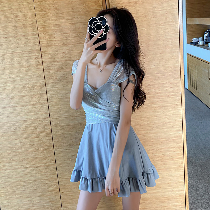 Swimsuit Andromeda Fan conservative students Korea Ins small fragrant wind covered with slim 2021 The new spa swimsuit woman