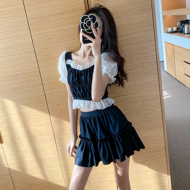 Swimsuit women's summer conservative students cover up slim South Korean Insofairy Fan 2022's new spa swimsuit