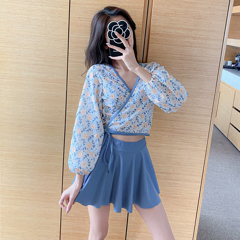 Swimsuit female summer cover belly thin seaside sunscreen conservative student hipster 2021 New Korea ins small chest