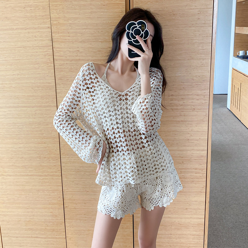 Swimsuit women's summer 2022 new sexy South Korean ins wind three sets of shady and skinny conservative fairy Fan hot springs