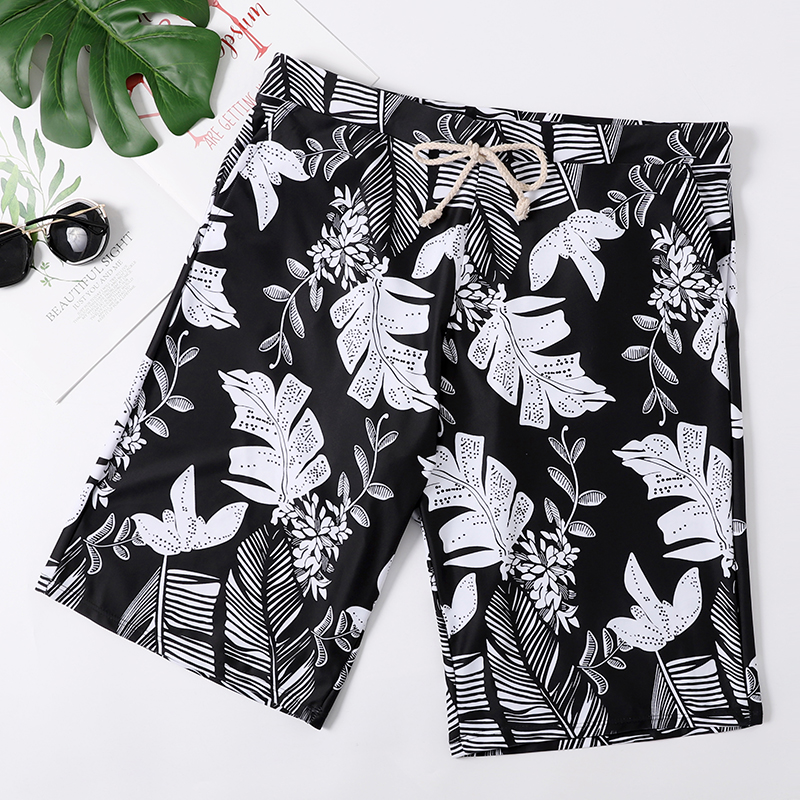 Laundry beach pants men's loose five-length pants swimming trunks black