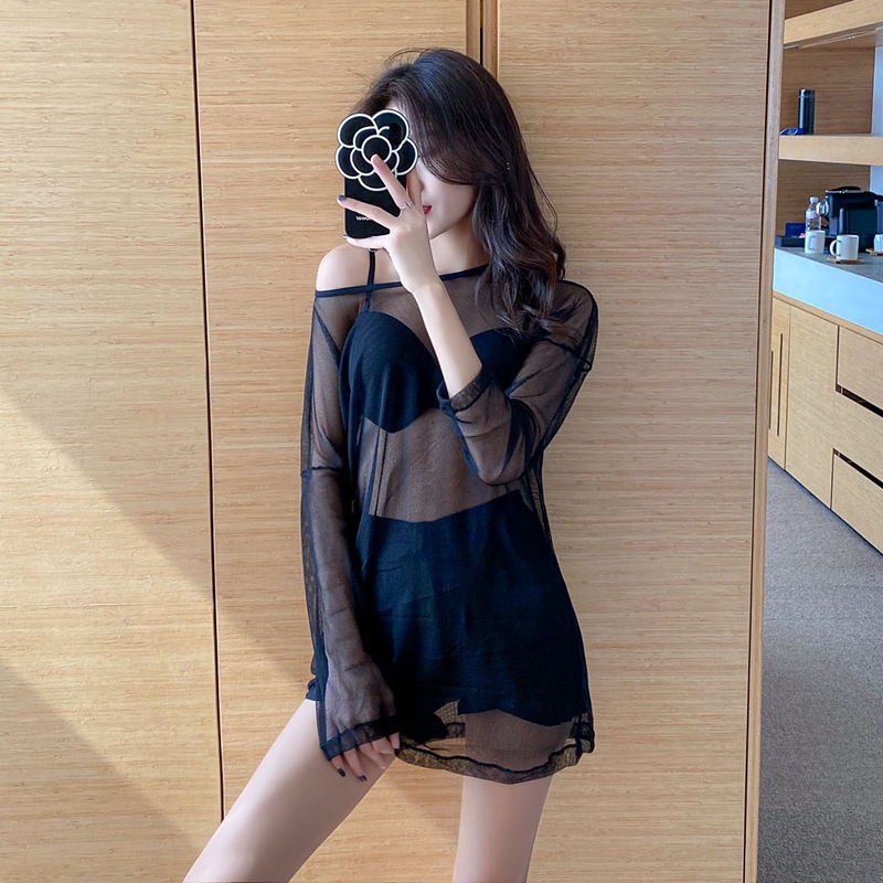 Swimsuit women's summer sexy bikini three-piece blouse Korean ins cover belly thin conservative 2023 new