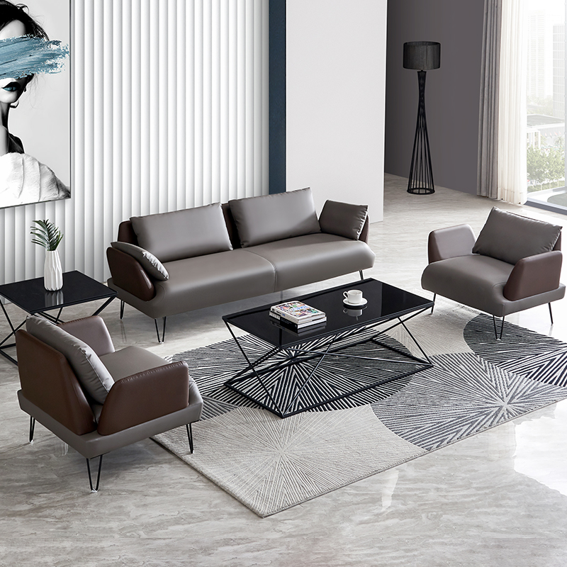 Simple office sofa business reception sofa three-seat modern leisure company office negotiation sofa