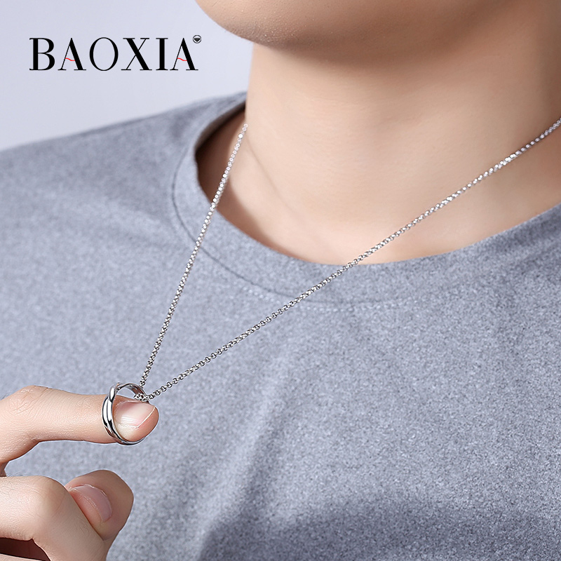 Sterling silver necklace male tide single chain without pendant choker hanging chain simple personality hip hop birthday gift for boyfriend