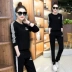 Trang phục thể thao xuân hè 2018 phiên bản mới của Hàn Quốc chạy bộ size rộng giản dị phù hợp với áo len nữ cổ tròn tay dài hai dây quần ống rộng nữ Cộng với kích thước quần áo