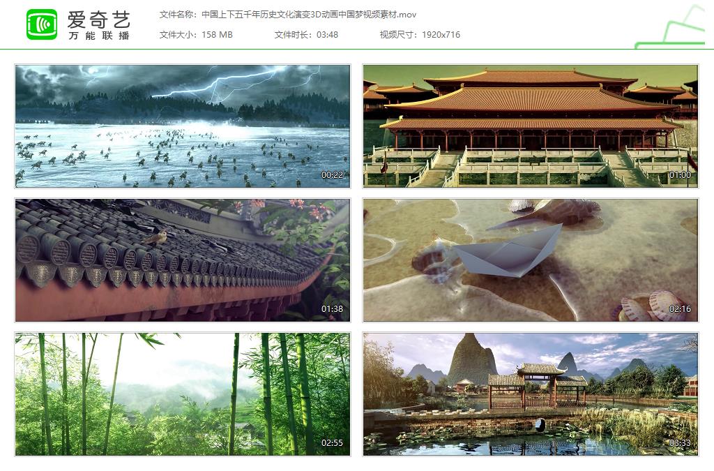 China Up-and-down Five Millennia Historical Culture Evolution 3D Animation China Dream Video Material-Taobao