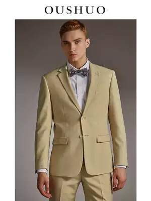 Ou said suit suit suit men's three-piece set Korean fashion British business slim yellow banquet casual suit men