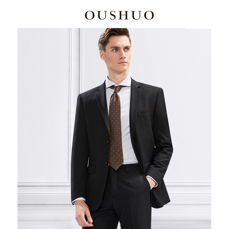 Western suit suit men's black suit three sets of work-up business positive dress for work groom wedding gown-Taobao