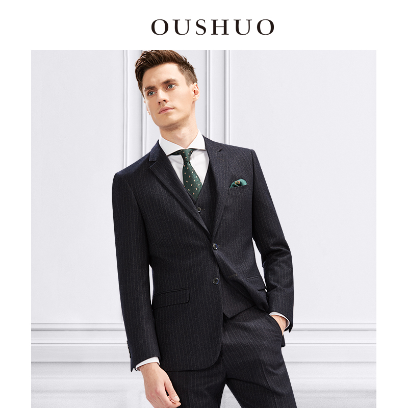 O Says Men's Striped Suit Suit Business Casual Career Positive Dress Groom Groom Wedding Suit Three Sets of Men