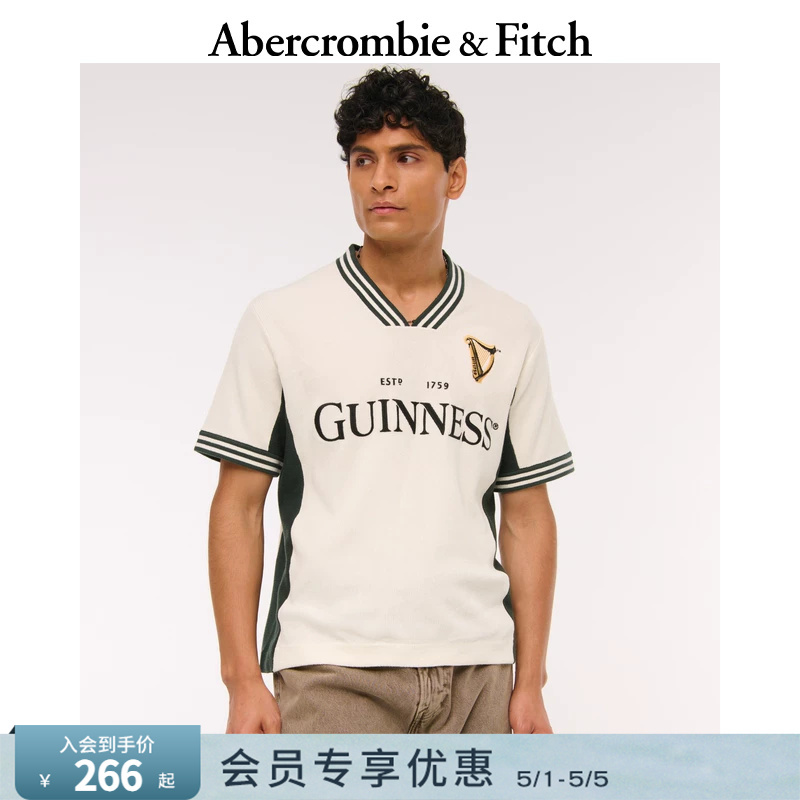 Af American Classic Cotton V-Neck Knitted Short-Sleeved Jersey T-Shirt Top 25 Autum Men's Clothing 120-5152