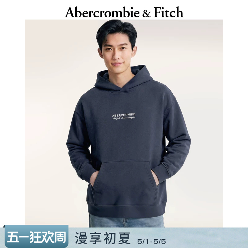 Af American Retro Simple and Comfortable Trendy Daily Logo Fleece Hooded Sweatshirt 26 Spring Men's Clothing 122-6176