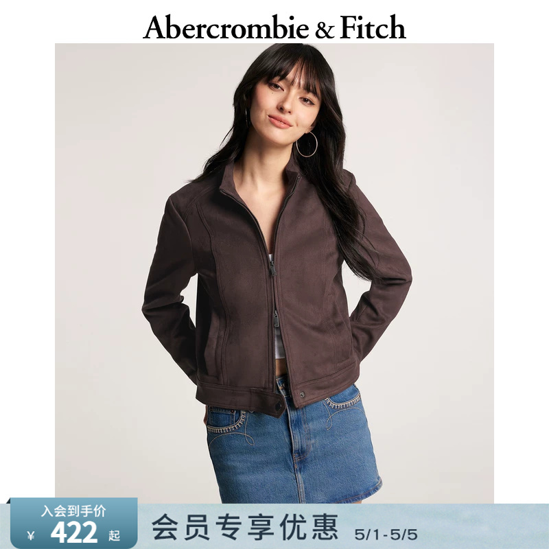 Af American Retro Fashion Style High-End Stand-Up Collar Faux Suede Jacket 26 Spring Women's Clothing 144-6038
