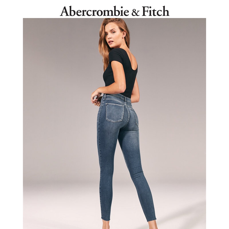 Abercrombie & Fitch Women's High Waisted Denim Smoke Pipe Pants Inside Lap Pants 180049-11 AF