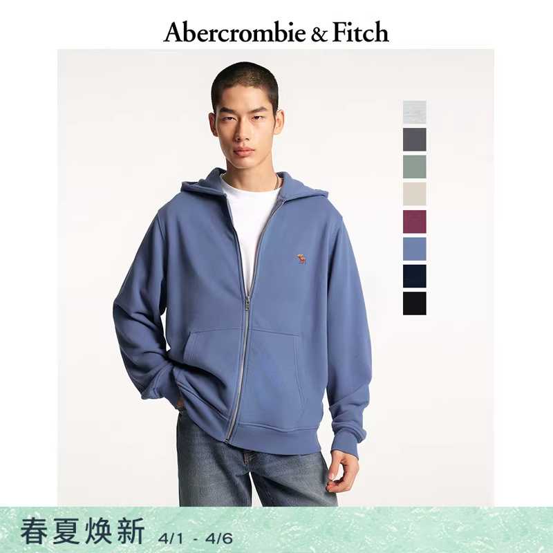 Af Classic Small Elk Pattern American Retro Terry Cloth Hooded Sweatshirt Jacket 26 Spring Men's Clothing 122-6183