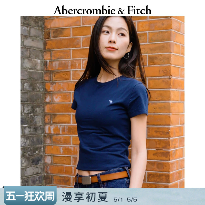 Af Classic Little Elk Pattern Retro Slim-Fit Short-Sleeved T-Shirt Top 26 Spring and Summer Women's Clothing 139-6120