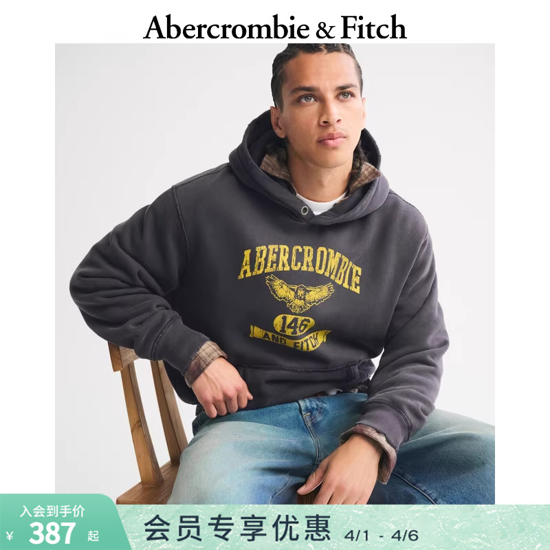 [Classic Replica of Li Xian's Same Style] Af American Fashion Fleece Logo Sweatshirt 25 Winter Men's Clothing 122-5818