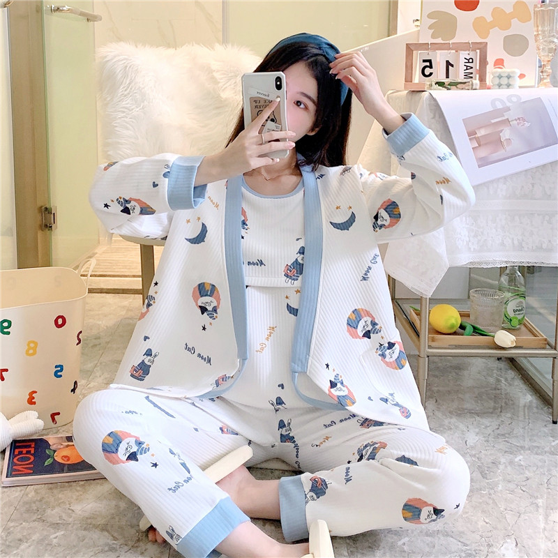 Air cotton confinement clothing winter postpartum cotton nursing pregnant women pajamas women's spring and autumn home clothes autumn and winter three-piece suit