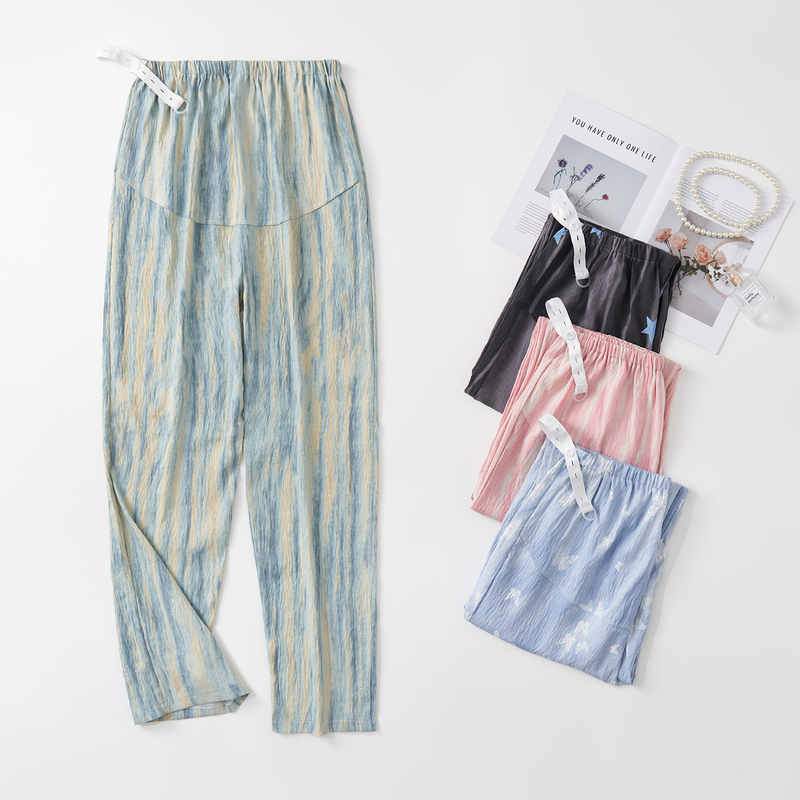 Pure Cotton Maternity Pajama Pants, Loose Fit during Pregnancy, Non-Constricting for the Belly, Postpartum Home Pants, Adjustable Belly Support Pants, Can Be Worn Outside Pure Cotton Maternity Pajama Pants, Loose Fit during Pregnancy, Non-Constricting for the Belly, Postpartum Home Pants, Adjustable Belly Support Pants, Can Be Worn Outside