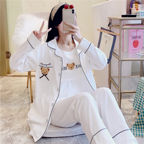 Yuezi Clothing Spring and Autumn Winter postpartum lactation cotton pregnant womens pajamas womens summer thin feeding three sets of 10 months 11