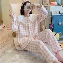 Maternity nightwear female autumn and winter cotton postpartum yue zi fu chun qiu kuan kong qi mian mammal wei nai yi 10 yue fen 11