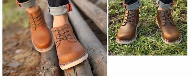 Giày cao cổ nam Martin boot mùa thu phiên bản Hàn Quốc của xu hướng giày cao cổ nam Giày gió Anh hoang dã với sự trợ giúp của dụng cụ ủng giầy da cao cổ