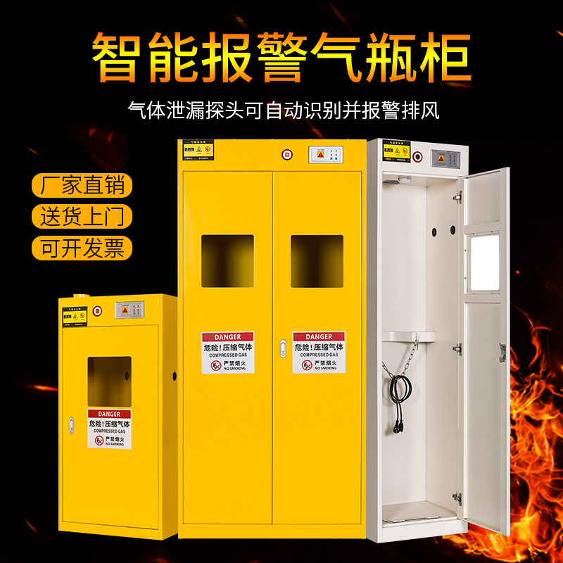 Explosion-proof gas cylinder cabinet Single and double bottle intelligent alarm laboratory Acetylene hydrogen gas tank All-steel safety cabinet Cylinder cabinet