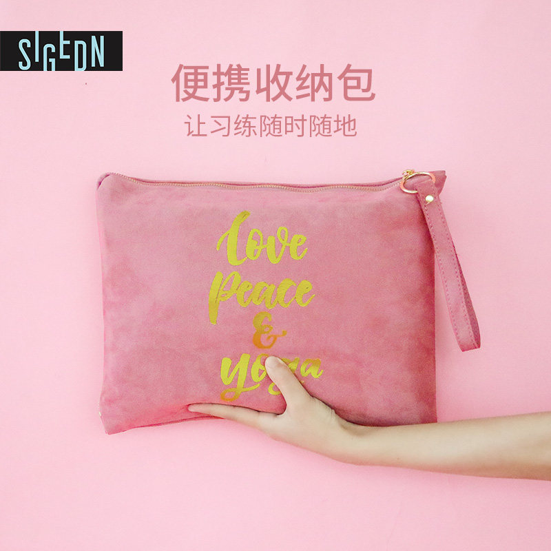 SIGEDN Frank thin foldable travel mat storage bag yoga towel portable lightweight velvet suede tote bag