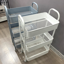 Cart Two layers Bowl With Wheels Cupboard Kitchen Vegetable Shelf Mobile Small Shelf Multilayer Ins Nordic Stainless Steel