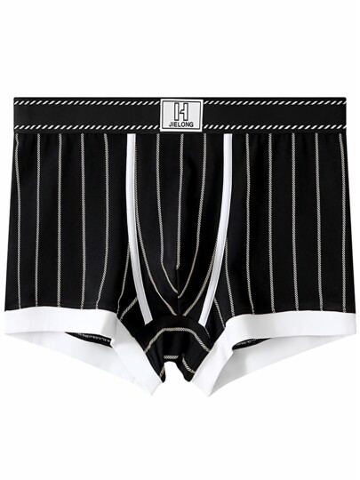 潮牌男士内裤纯棉质透气四角裤青年条纹潮流个性短裤男生平角裤头