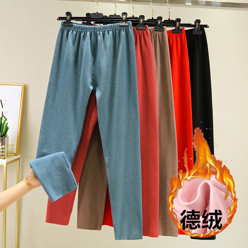 Autumn and winter thickened leggings women's new de-velvet slim heating autumn pants high waist velvet trousers double-sided velvet warm pants