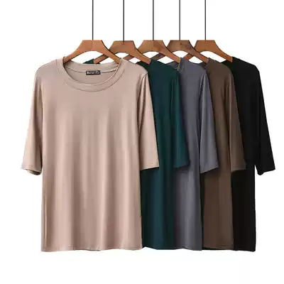 Spring and Autumn Thin Korean version of Modal seven-point sleeve base shirt women loose large size solid color simple mid-sleeve T-shirt
