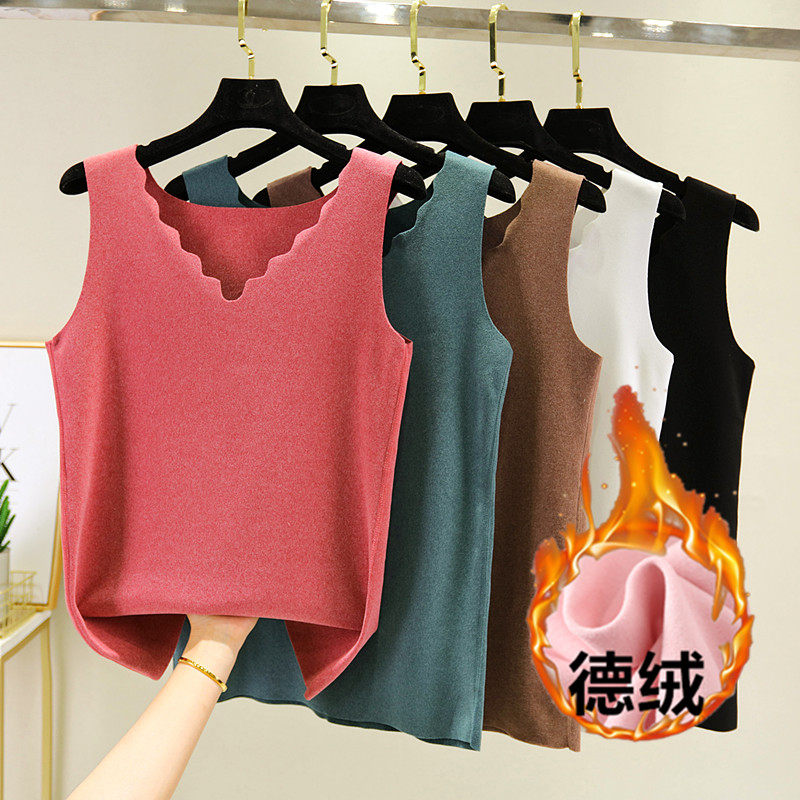 Duvet No-scratches warm vest woman self-heating autumn and winter plus suede undershirt to wear waistcoat in waistcoat with a double face velvety blouse