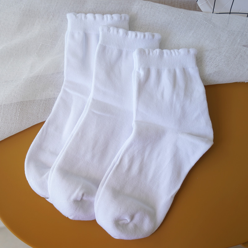 Spring and summer girls Little White Sox students pure cotton lace short socks Deodorant Breathable Midcylinder White Socks Lady Little Fresh