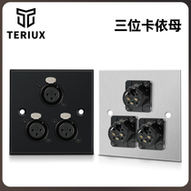 Type 86 three-position three-hole XLR female XLR male audio socket multimedia panel module three-core XLR speaker