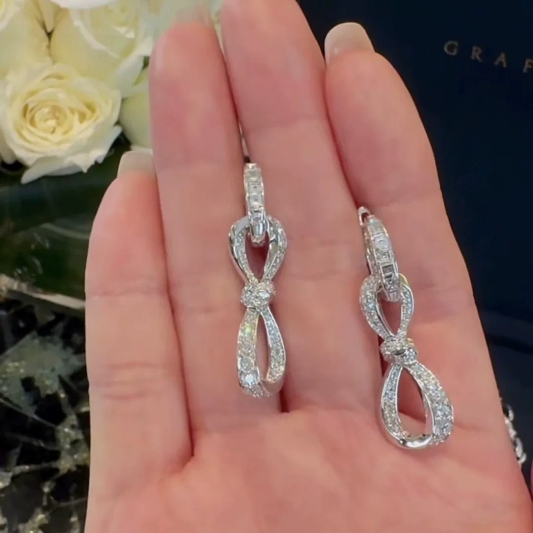 Серьги с бантами, инlay камень, серебро 925 пробы, 18 карат, 18 карат