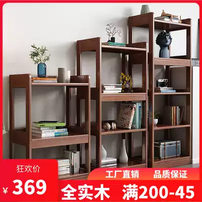 Full solid wood bookshelf floor shelf simple home students multi-layer storage shelf simple log children's bookcase