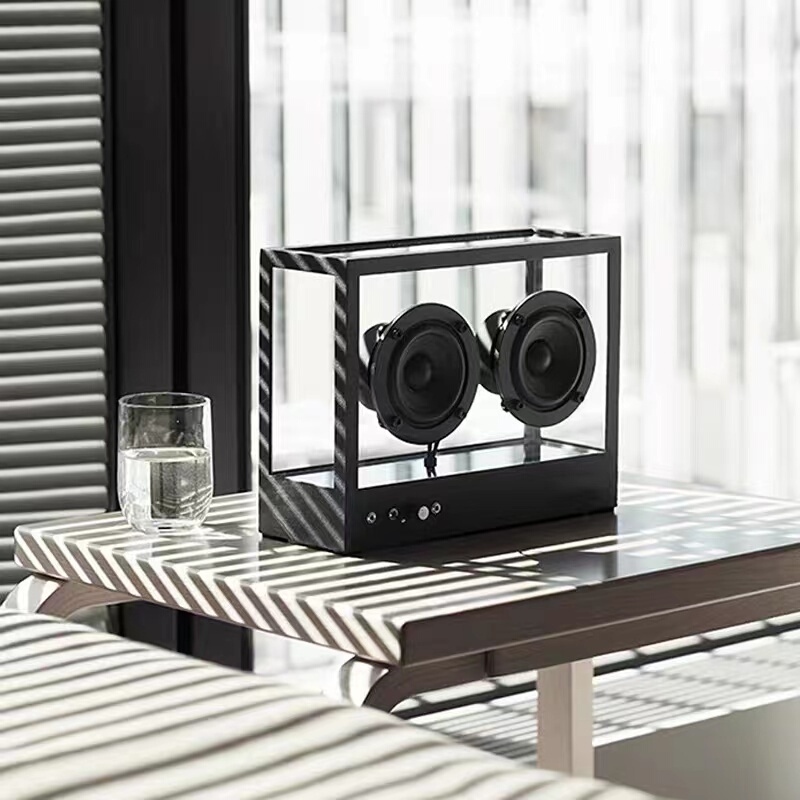Modern Creative Home Accessories Creative Transparent Acrylic Metal Subwoofer Audio Simple Bluetooth Speaker Ornaments