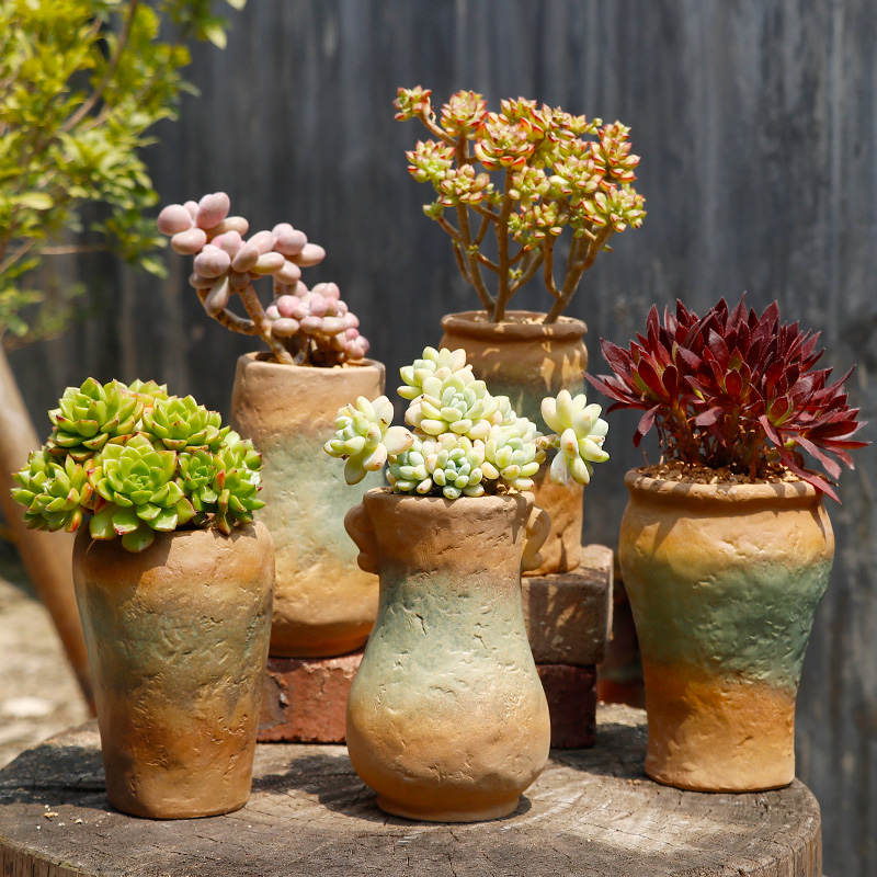 Restore ancient ways more meat plant flowerpot more than creative ceramic contracted character coarse pottery flowerpot large - diameter old running high pot