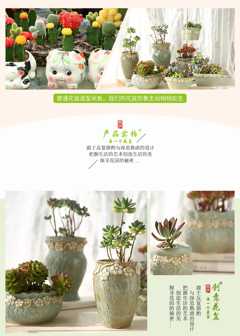 Korean meat flowerpot more than coarse pottery ceramic flower pot more creative platter flowerpot big flowerpot green plant pot wholesale