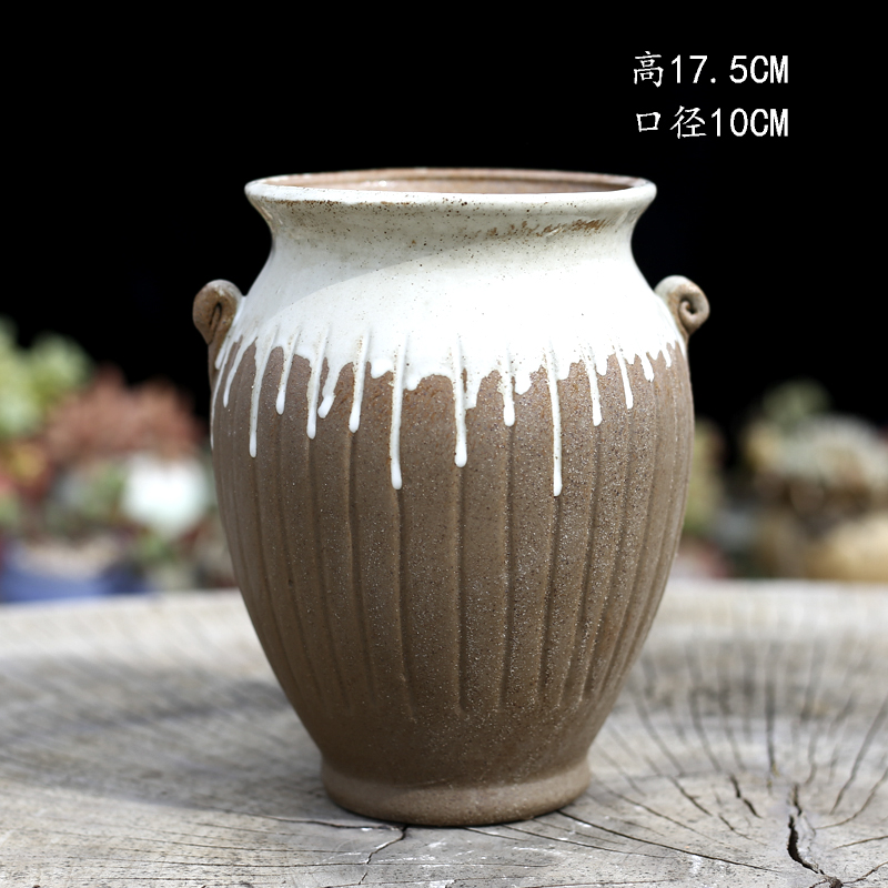 Korean style restoring ancient ways more meat old ceramic flower POTS of large diameter running the coarse pottery breathable basin of creative move more meat wholesale