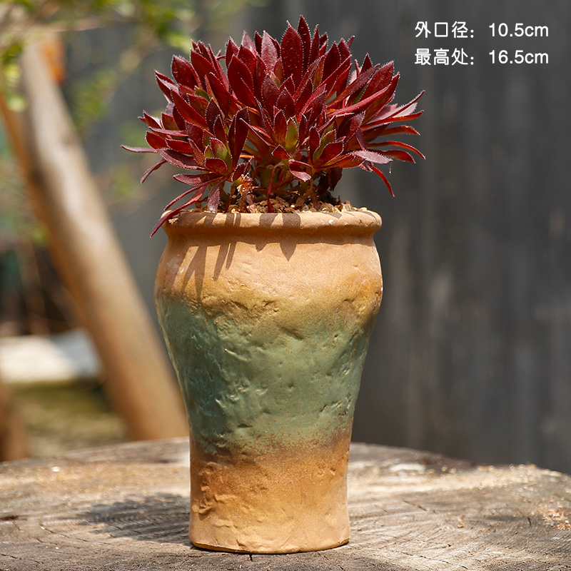 Restore ancient ways more meat plant flowerpot more than creative ceramic contracted character coarse pottery flowerpot large - diameter old running high pot