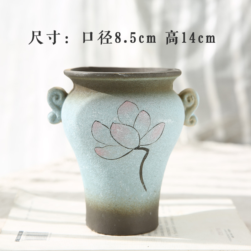 Fleshy coarse pottery through restoring ancient ways with tao large - diameter pot green plant pot blasting crack Fleshy green plant pot bag in the mail